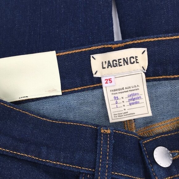 L'AGENCE Sada high rise crop skinny jeans dark wash raw hem ankle new 25 - Picture 6 of 6